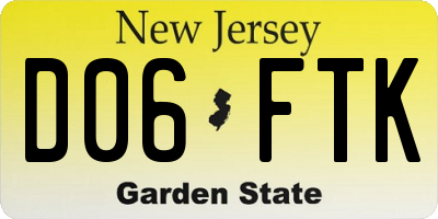 NJ license plate D06FTK