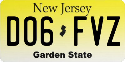 NJ license plate D06FVZ