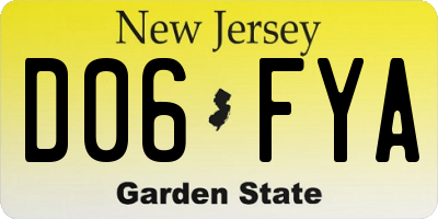 NJ license plate D06FYA