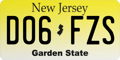 NJ license plate D06FZS