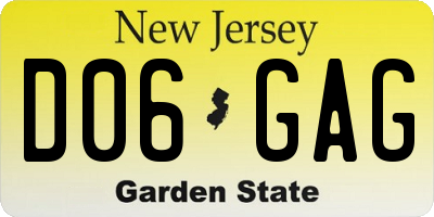 NJ license plate D06GAG
