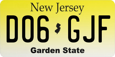 NJ license plate D06GJF
