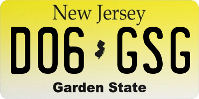NJ license plate D06GSG