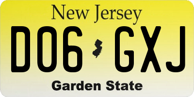 NJ license plate D06GXJ