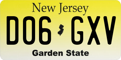 NJ license plate D06GXV