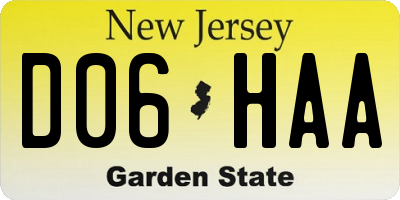 NJ license plate D06HAA