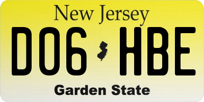 NJ license plate D06HBE