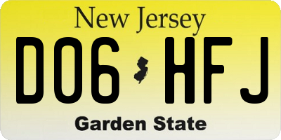 NJ license plate D06HFJ