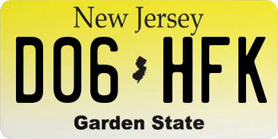 NJ license plate D06HFK
