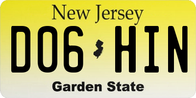 NJ license plate D06HIN