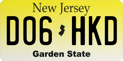 NJ license plate D06HKD