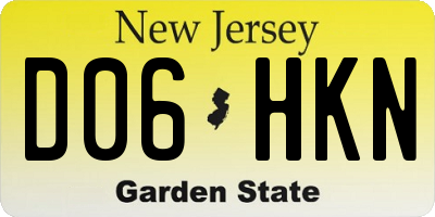 NJ license plate D06HKN