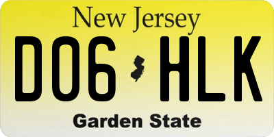 NJ license plate D06HLK