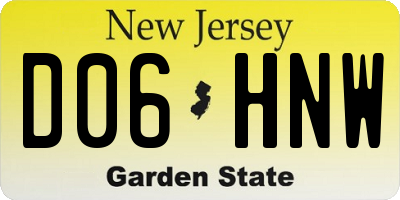 NJ license plate D06HNW