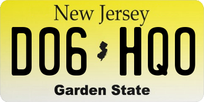 NJ license plate D06HQO