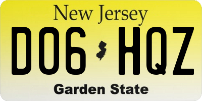 NJ license plate D06HQZ