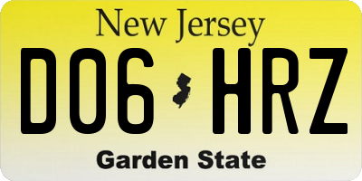 NJ license plate D06HRZ