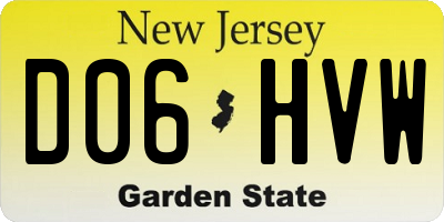 NJ license plate D06HVW