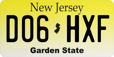 NJ license plate D06HXF