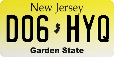 NJ license plate D06HYQ