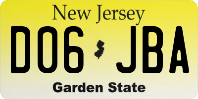 NJ license plate D06JBA