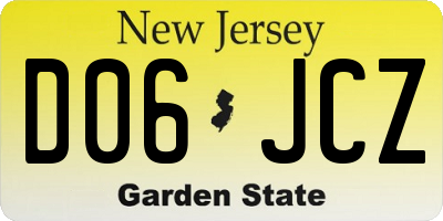 NJ license plate D06JCZ