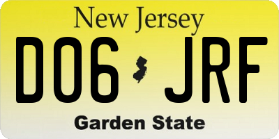 NJ license plate D06JRF