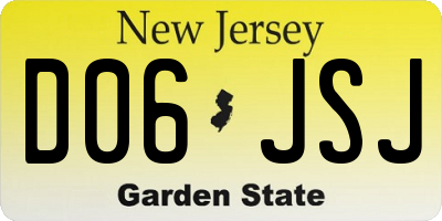 NJ license plate D06JSJ
