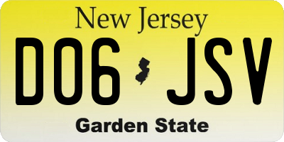 NJ license plate D06JSV
