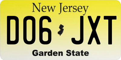 NJ license plate D06JXT