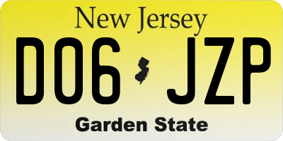 NJ license plate D06JZP