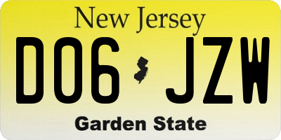 NJ license plate D06JZW