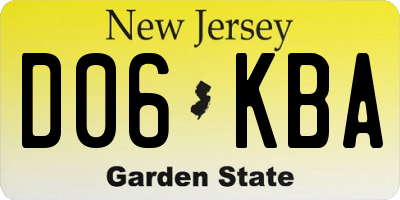 NJ license plate D06KBA