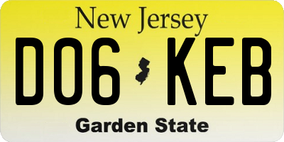 NJ license plate D06KEB