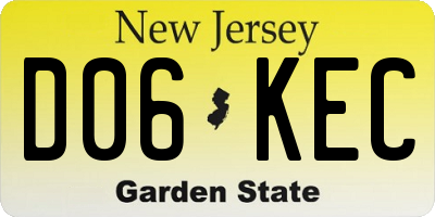 NJ license plate D06KEC