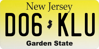 NJ license plate D06KLU