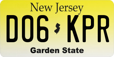 NJ license plate D06KPR