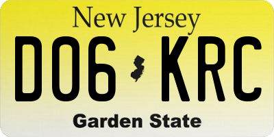 NJ license plate D06KRC