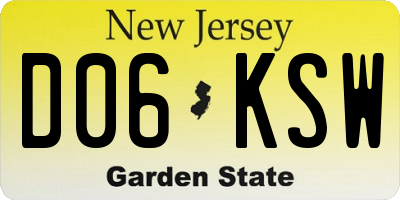 NJ license plate D06KSW