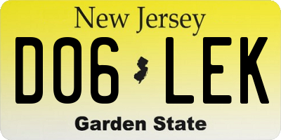 NJ license plate D06LEK