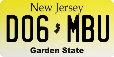 NJ license plate D06MBU