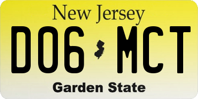 NJ license plate D06MCT