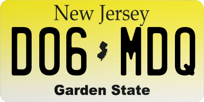 NJ license plate D06MDQ