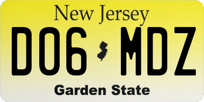 NJ license plate D06MDZ