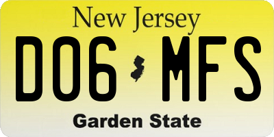 NJ license plate D06MFS