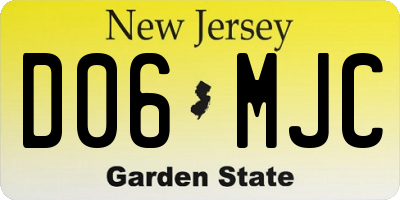 NJ license plate D06MJC