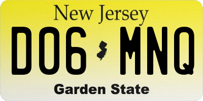 NJ license plate D06MNQ