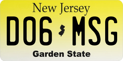 NJ license plate D06MSG