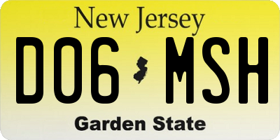 NJ license plate D06MSH