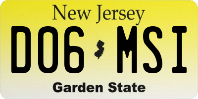 NJ license plate D06MSI